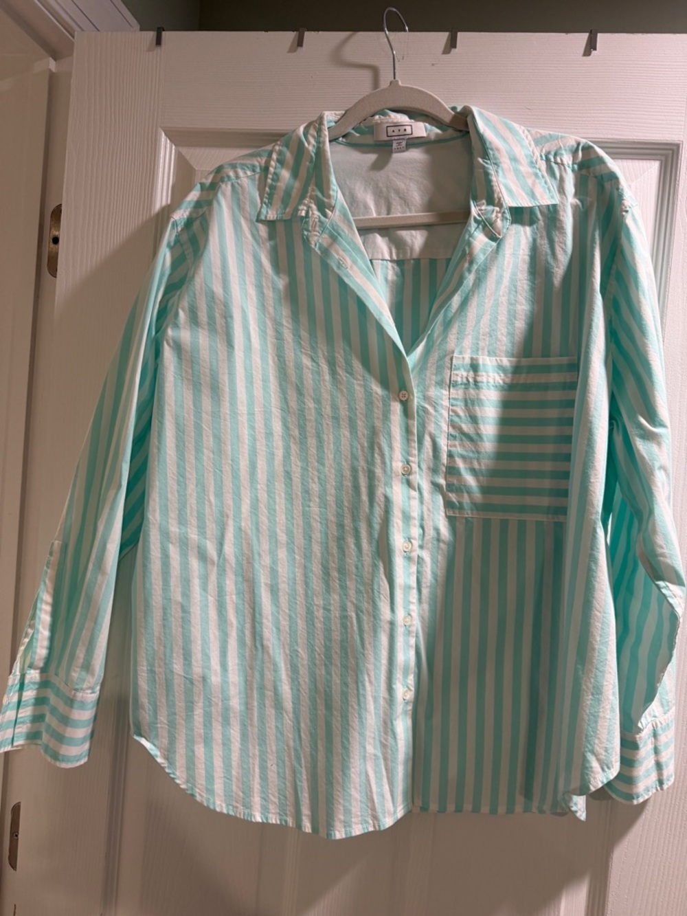 AYR The Deep End Striped Mint Green Button-Up Shirt